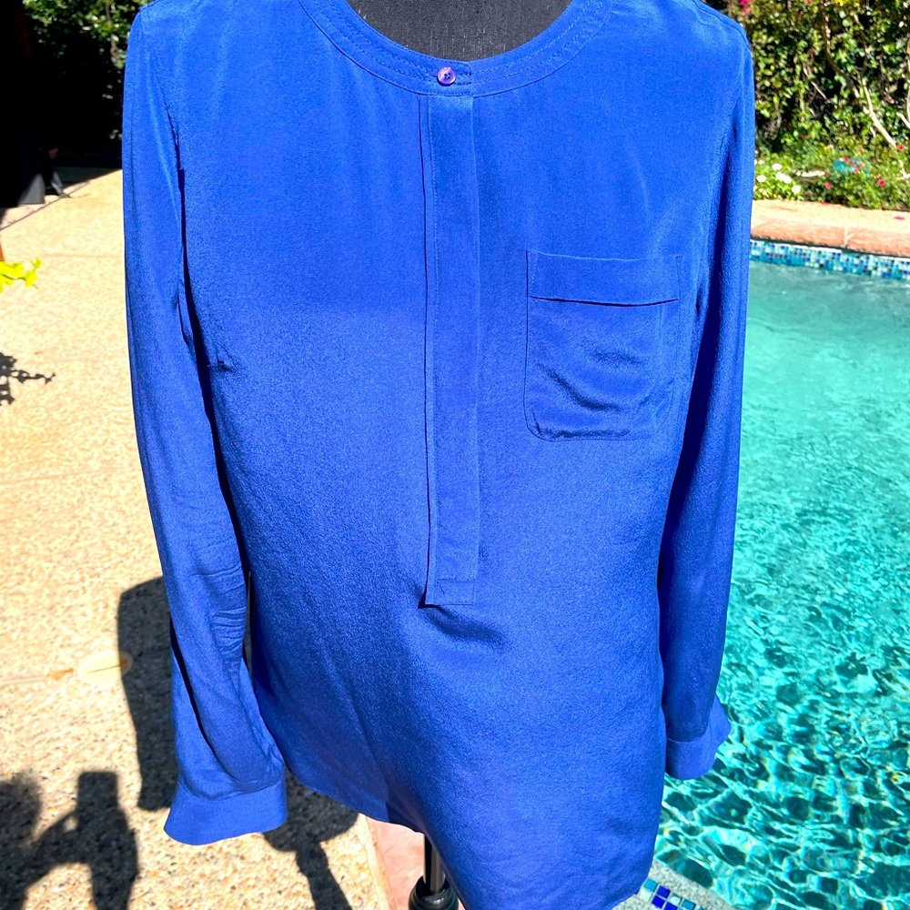 Talbots, long sleeve, blue, Blouse, Size M